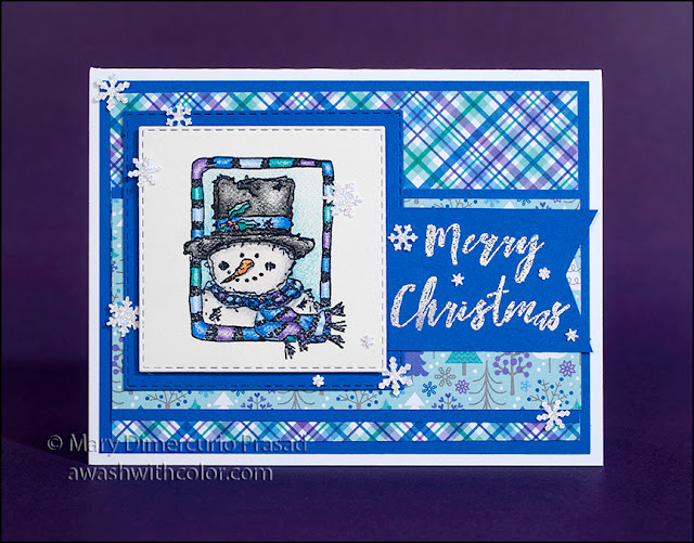 Rubbernecker Stamps Frosty in Frame using Faber-Castell Polychromos