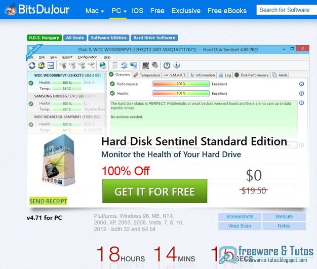 Offre promotionnelle : Hard Disk Sentinel Standard gratuit pour quelques heures !