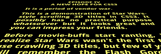 Star Wars 3D Scrolling Text in CSS3 (with music)
