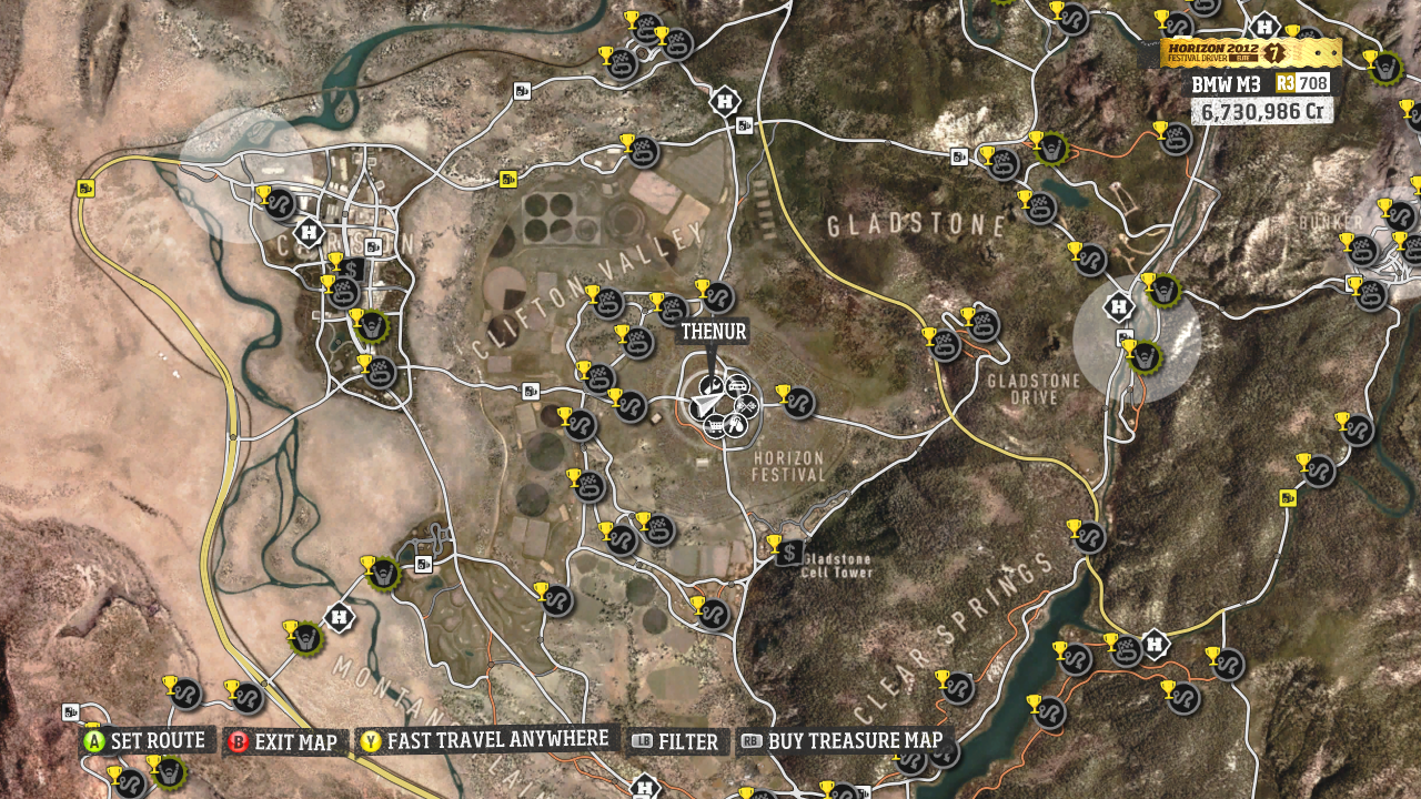 Forza Horizon 2 (X1) Signs, Barns, Radars Map