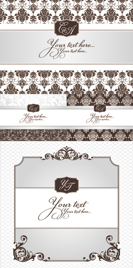 Elegant Wedding Invitation Card Templates Vector Stock