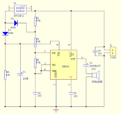 HomeMade DIY HowTo Make: Simple doorbell circuit using 555 timer