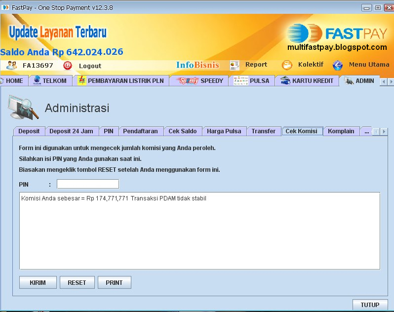 Simulasi Bisnis FASTPAY multifastpay Simulasi Bisnis