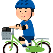 プロテクターをつけて自転車に乗る子供のイラスト（男の子）