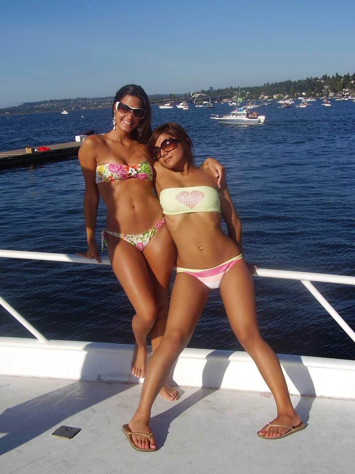 Slutty Amateur Bikini Chicks Partying On A Big Boat While On Vacation.