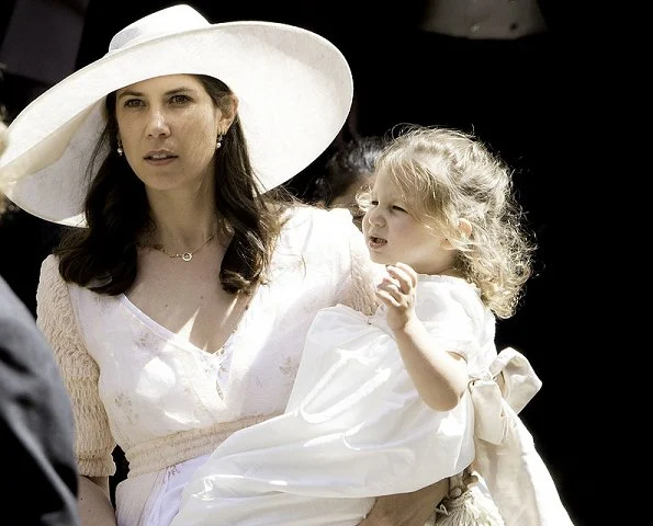 Pierre Casiraghi, Beatrice Borromeo, Charlotte Casiraghi, Princess Alexandra, Tatiana Santa Domingo, Prince Christian and Alessandra de Osma at wedding cremony. wedding gown