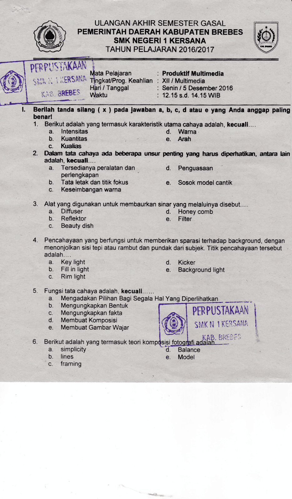 Contoh Soal Dan Contoh Pidato Lengkap Soal Unbk Jurusan Multimedia