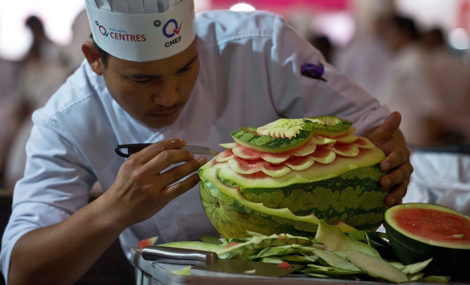 Carving, Chef, Chefs, Competition, Cooking, Creation, Culinary Art India 2014, Exhibition, Fruits, India, New Delhi, News, Offbeat, Pragati Maidan, Vegetables, Watermelon, 