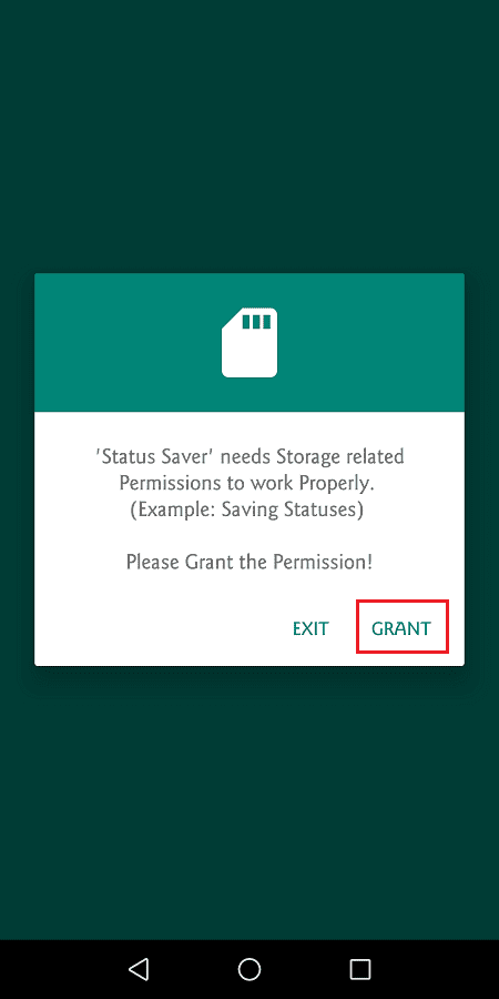 memberikan izin sebelum menginstal aplikasi status saver