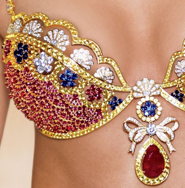 Пэстис Erolanta Lingerie Collection в форме сердец с розами и кисточками розовые 0T-00011999 - Erolanta - Пестис, украшения на грудь - Купить