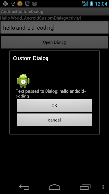 Custom dialog, with data passed in Bundle