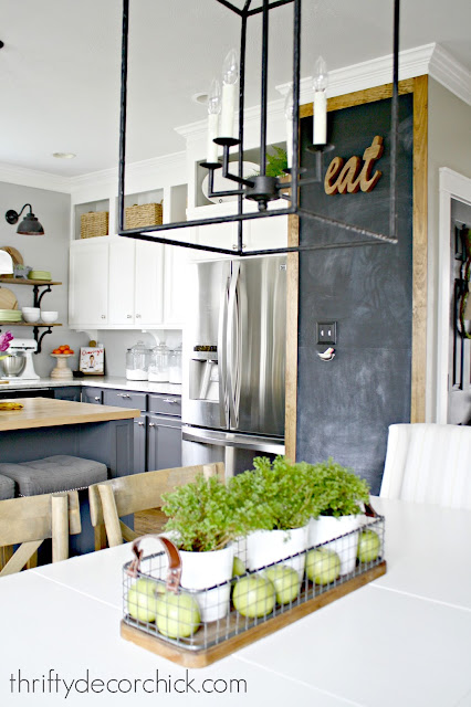 Large chalkboard wall in kitchen