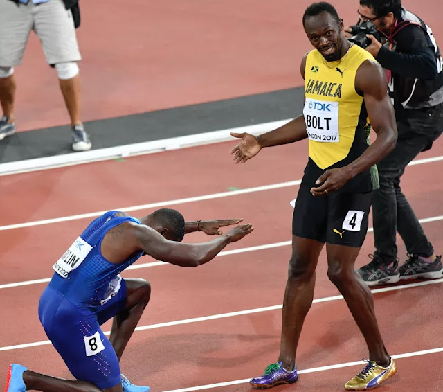 gatlin becomes world's fastest manj