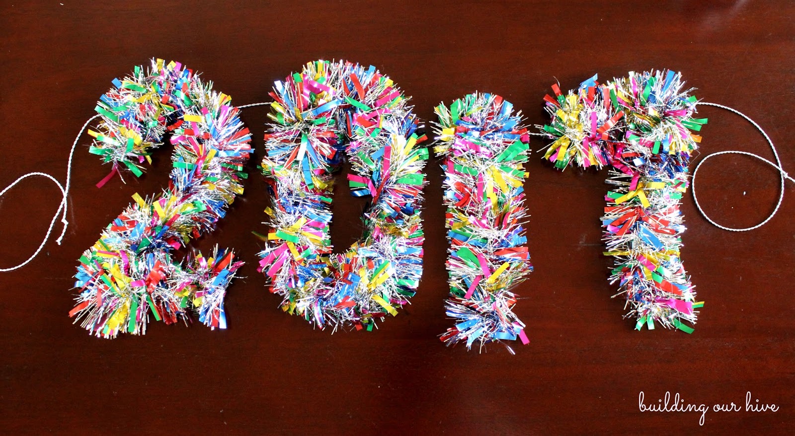New Year Tinsel Banner and Toppers