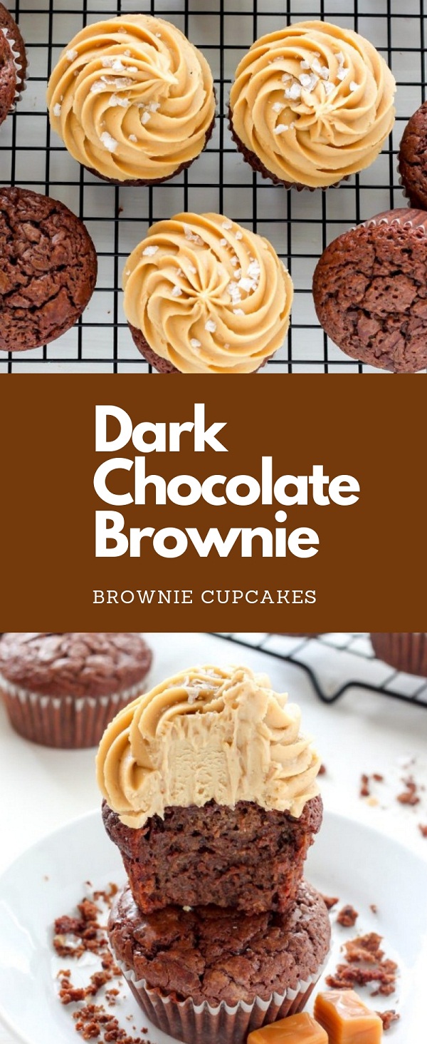 Dark Chocolate Brownie Cupcakes with Salted Caramel Frosting Dark Chocolate Brownie Cupcakes with Salted Caramel Frosting