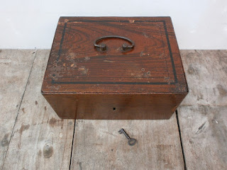 Antikpisan: Kotak Besi Antik Dengan Cat Motif Serat Kayu