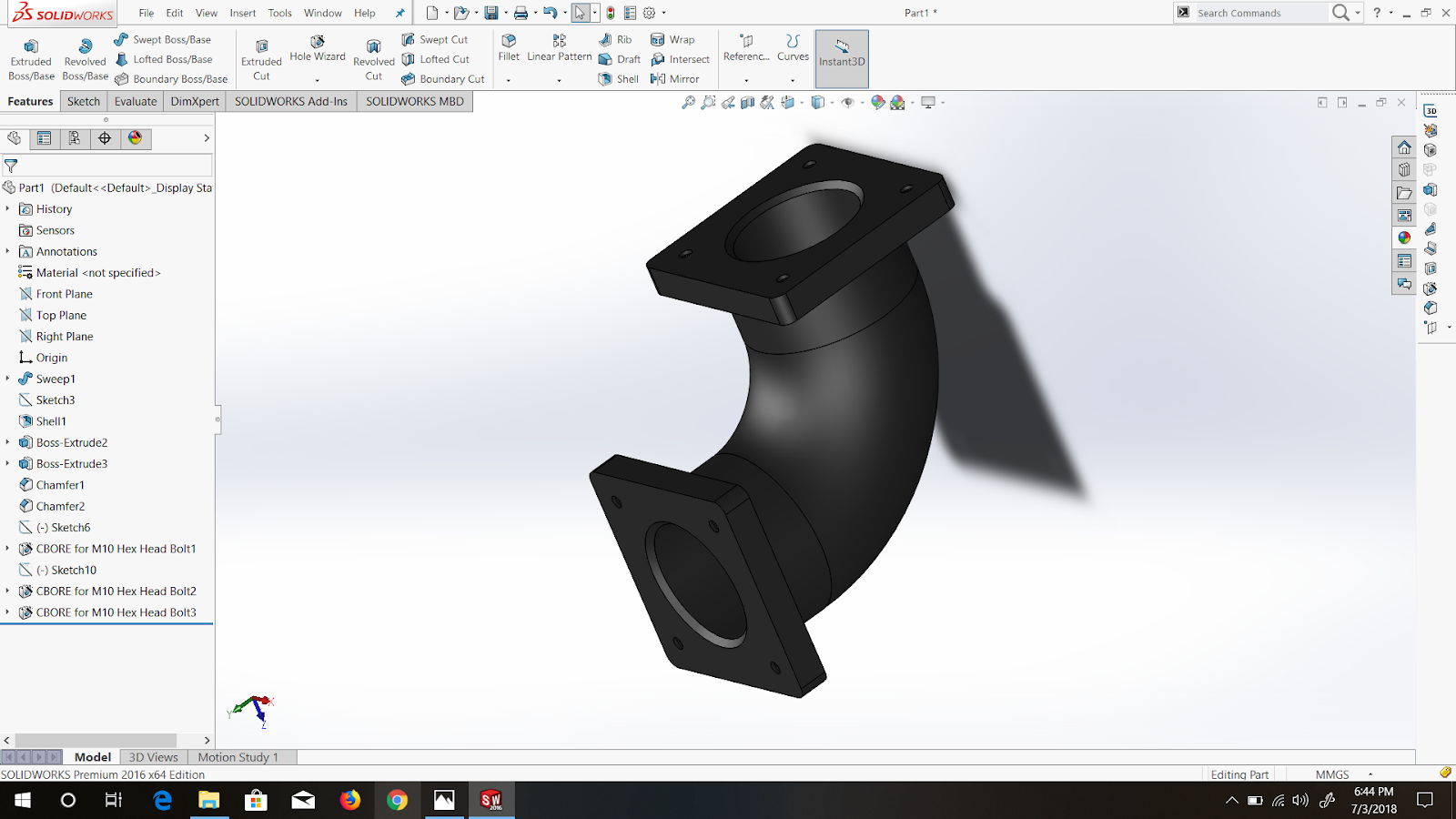 Pipe Section Solidworks CAD