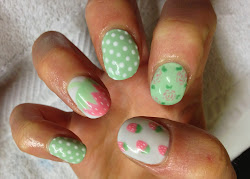 shellac nail cnd roses strawberry designs nails pink summer