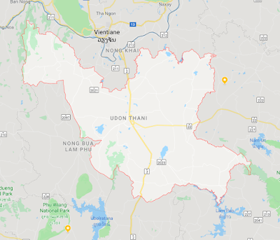 Map of Udon Thani province, Northeast Thailand