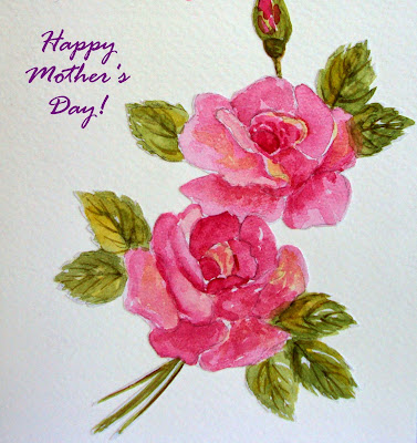 mothersday,art,card,pink,roses,singhroha, twin,greeting,blooms,spring,mother,handmade,painted,watercolour,watercolor