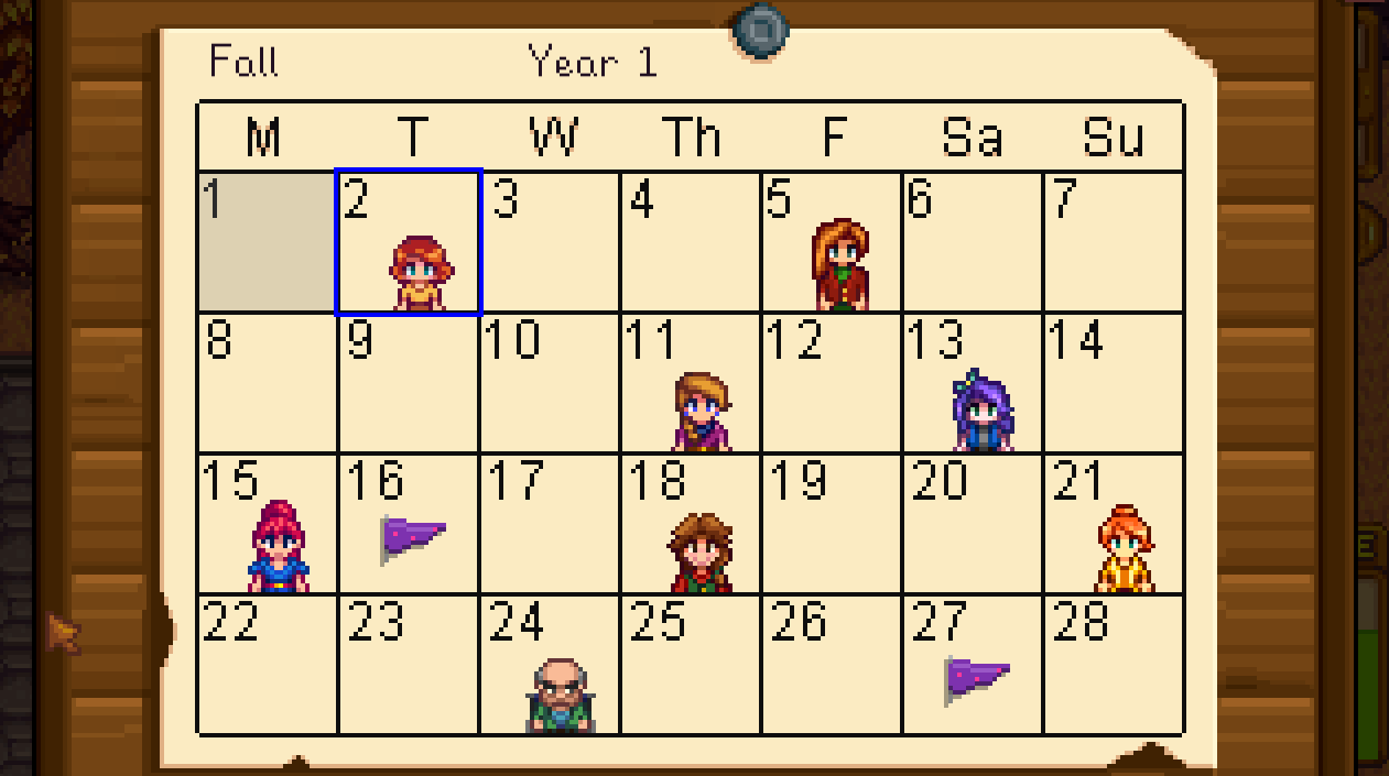 Stardew Spring Calendar Stardew Spring Calendar