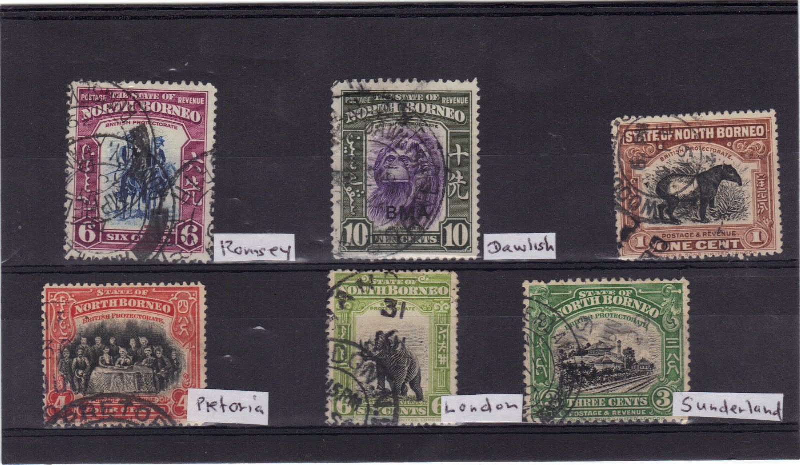 my North Borneo stamps: interesting postmarks