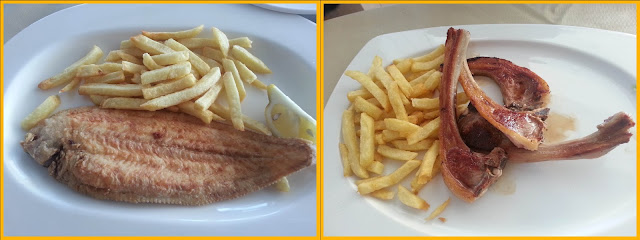 Lenguado frito y chuletas de cordero
