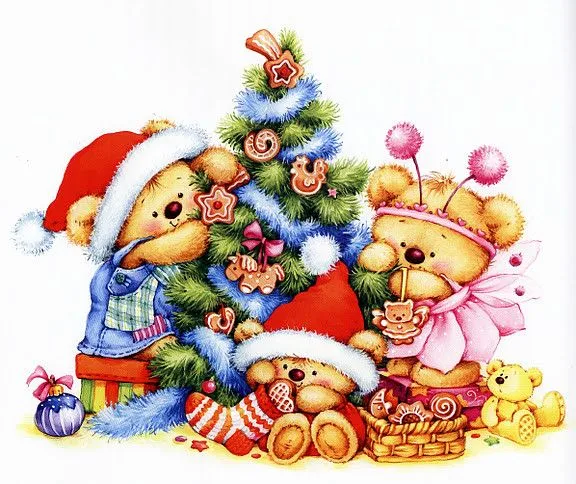 fondo de osos ilustración con motivo de navidad y familia