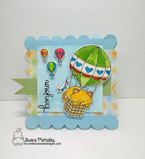 Bon Jour a card by Diane morales| Newton dreams of Paris Stamp Set by Newton Nook Designs