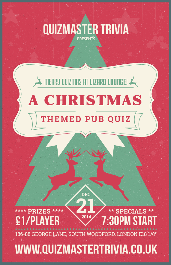 Merry Quizmas! A Christmas themed pub quiz on 21st December... Lizard