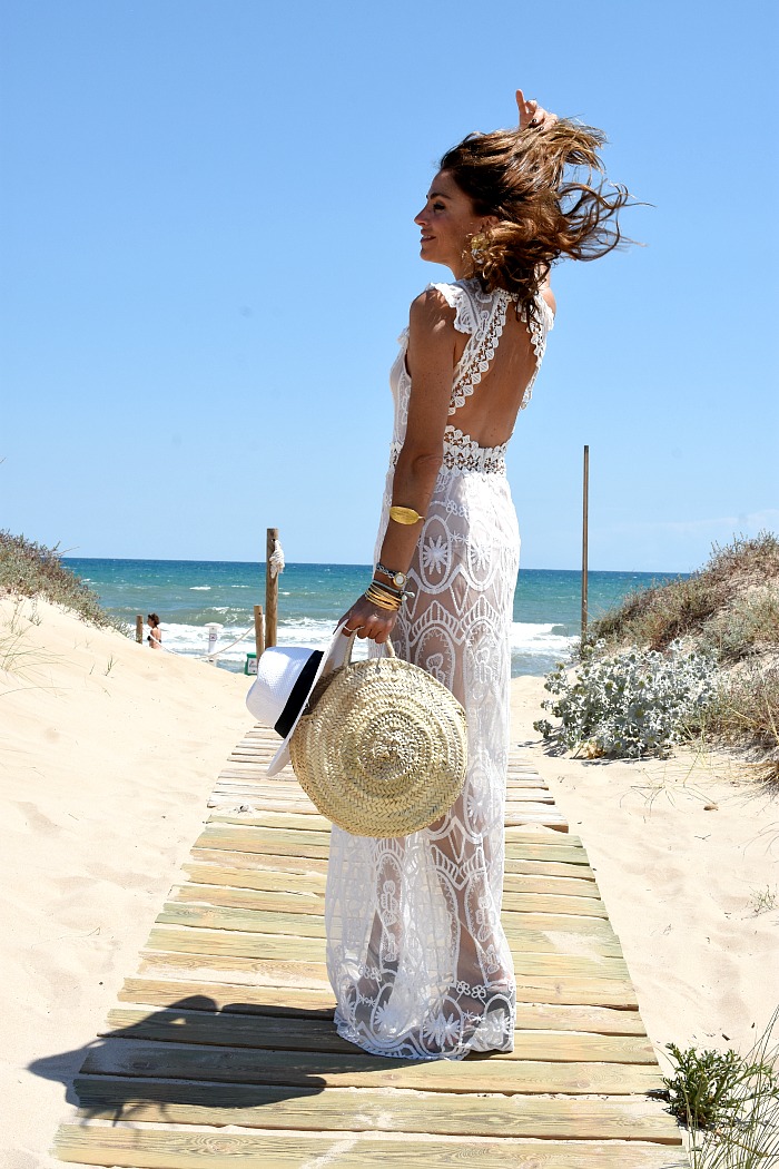 Vestido boho blanco Clearance