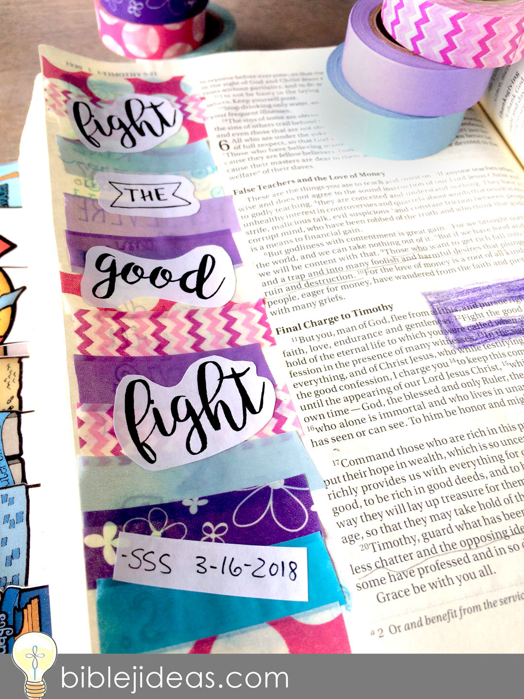 Bible Journaling Ideas How To Use Washi Tape to Cover BleedThru
