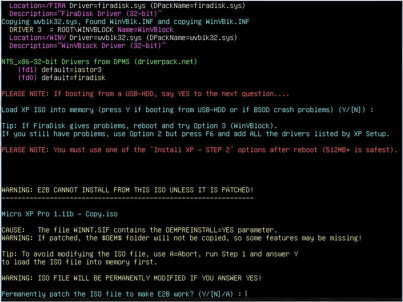 RMPrepUSB, Easy2Boot and USB booting E2B v1.62Beta1, Windows XP