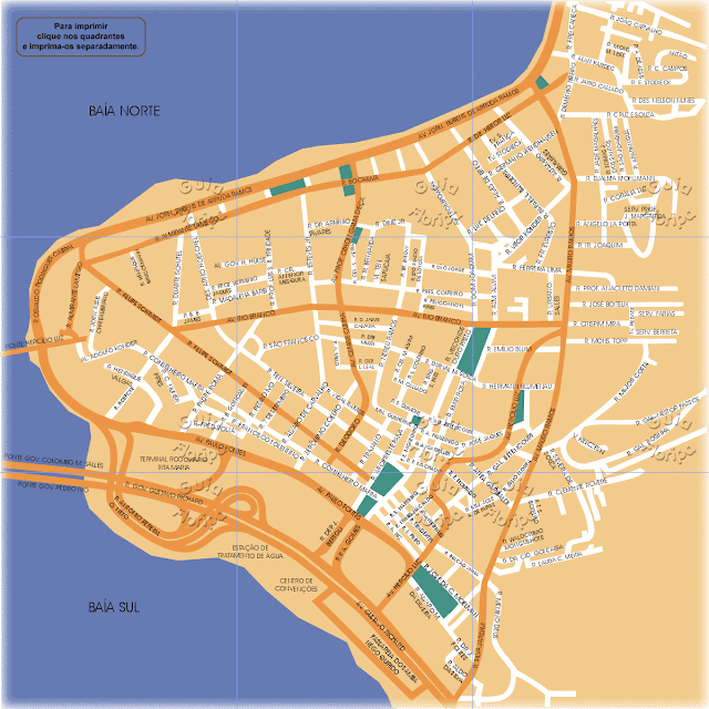 Mapa das ruas do Centro de Florianópolis