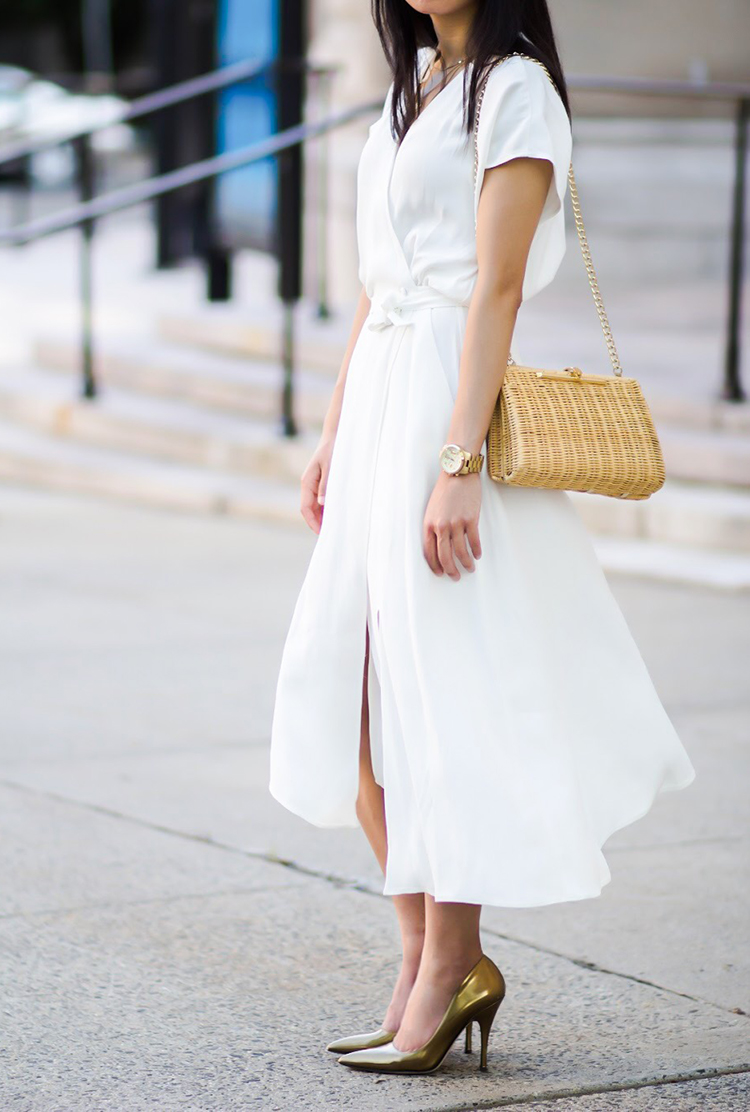 white wrap dress