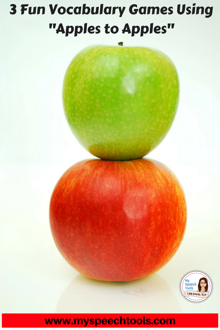 My Speech Tools 3 New Vocabulary Games using Apples to Apples