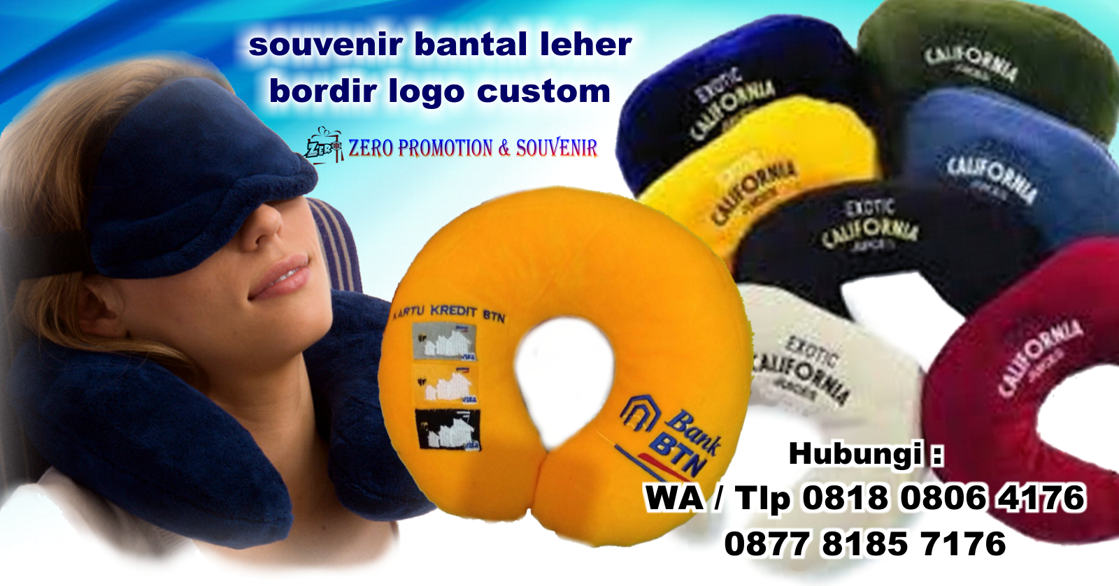 produksi souvenir bantal leher bordir logo custom barang produksi souvenir bantal leher bordir logo custom barang