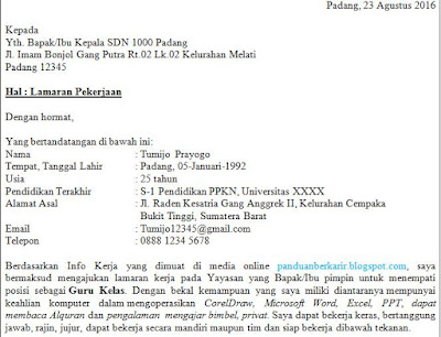 Contoh Surat Lamaran Kerja Tanpa Memiliki Pengalaman Panduan Karir