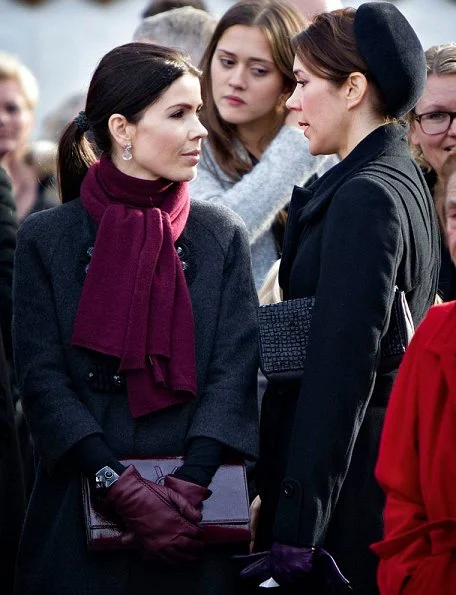 Crown Princess Mary and her oldest son Prince Christian arrived to Vinderød church to attend the funeral of her lady's maid, Tina Jørgensen in Copenhagen