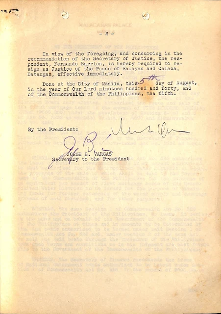Second page of Administrative Order No. 13 series of 1940.