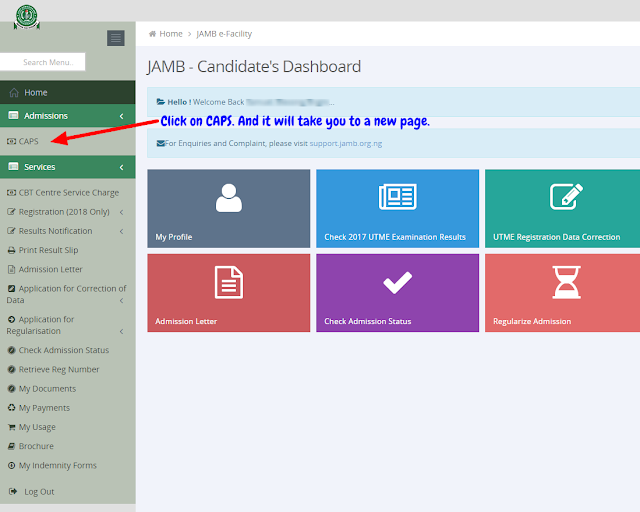 JAMB CAPS 2023 Accept, Reject & Monitor Transfer Approval Offer