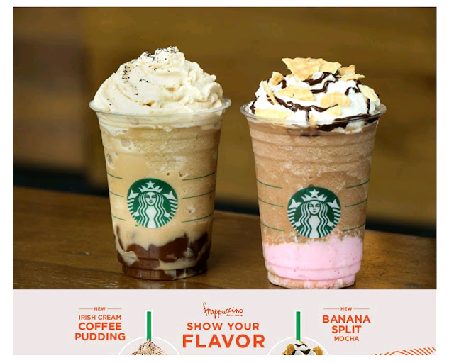 Starbucks New Banana Split Mocha Frappuccino® and Irish Cream Coffee Pudding Frappuccino®
