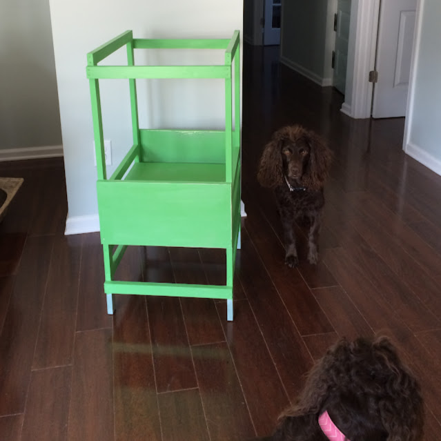Kitchen Helper Toddler Stool Painted in Antibes Green Annie Sloan Chalk Paint® | The Lowcountry Lady