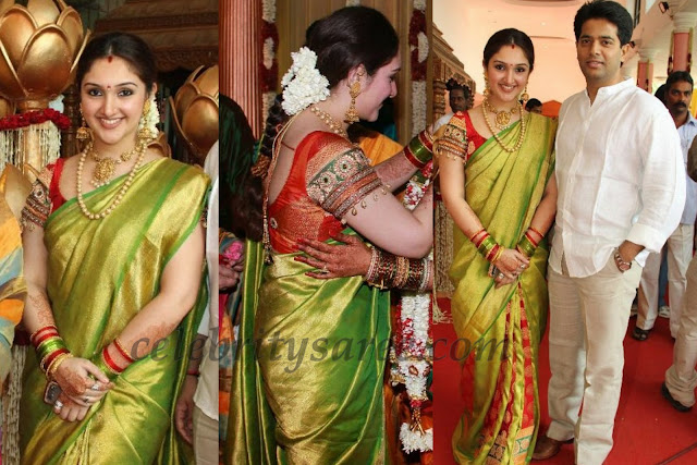 Sridevi Vijaykumar in Silk Sari at Sneha Reception - Saree Blouse Patterns