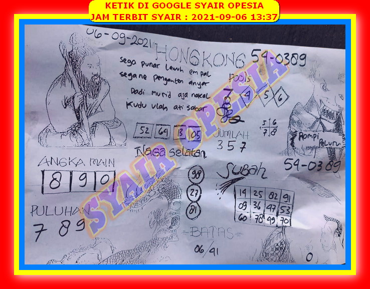 Syair Hk Hari Ini Senin 6 September 2021 Opesia Official Syair Hk Hari Ini Senin 6 September 2021 Opesia Official
