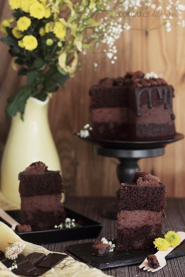 Tarta de Chocolate y Cheesecake - Cookcakes de Ainhoa