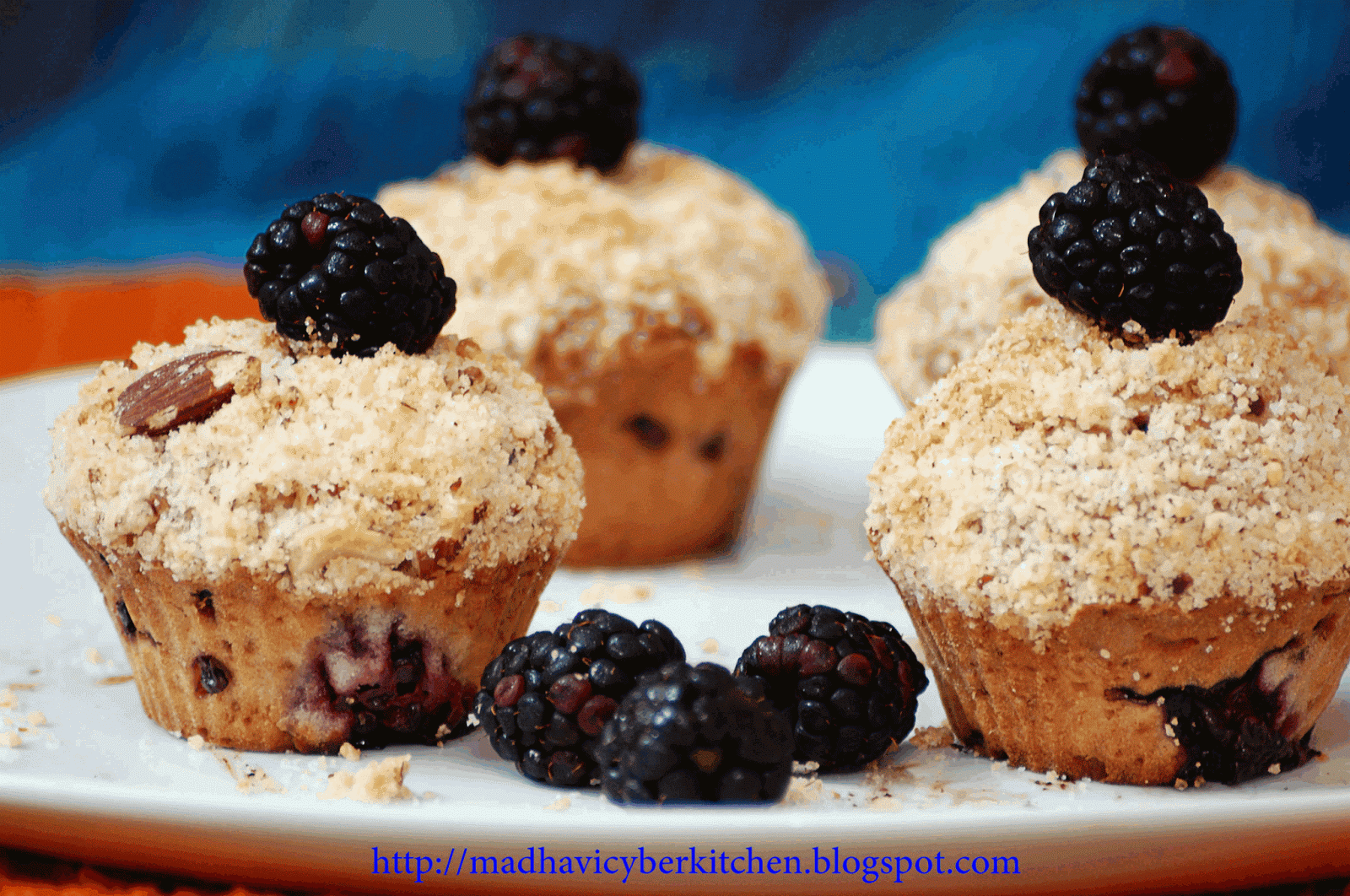 Madhavi's Cyber Kitchen Blackberry Crumb Cup Cake