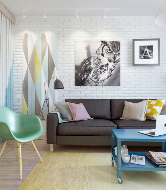 Pequeno apartamento 45m² moderninho, integrado e convidativo. Blog Achados de Decoração Pequeno apartamento 45m² moderninho, integrado e convidativo. Blog Achados de Decoração