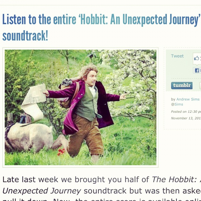 Sunday Morning Tunes - Hobbit, Unexpected Journey Screenshot