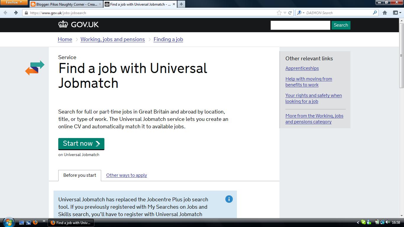 Direct. gov universal jobmatch login